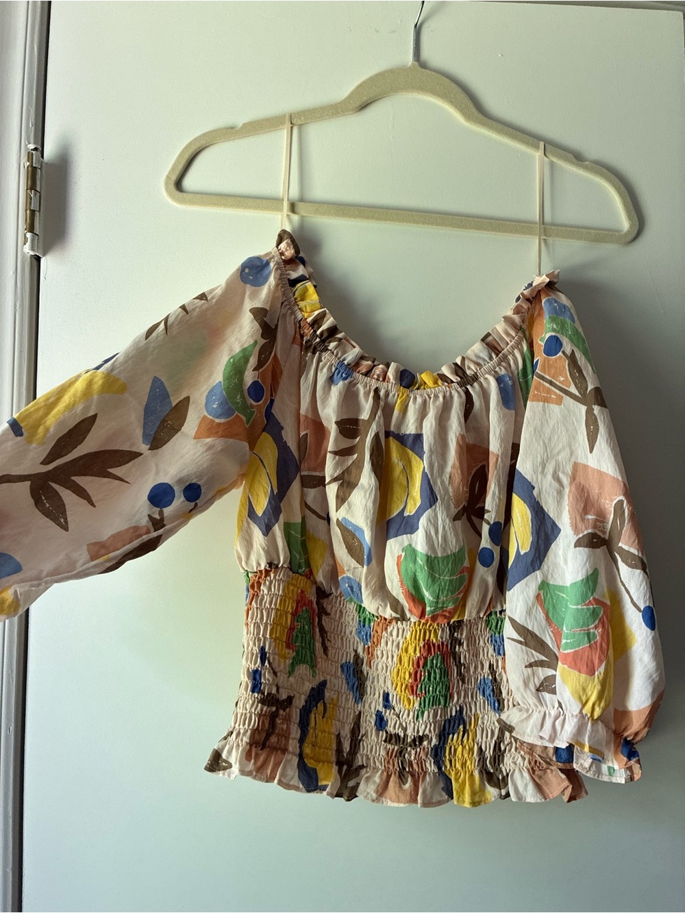 Lush Off-Shoulder Floral Smocked Peasant Top - Multi
